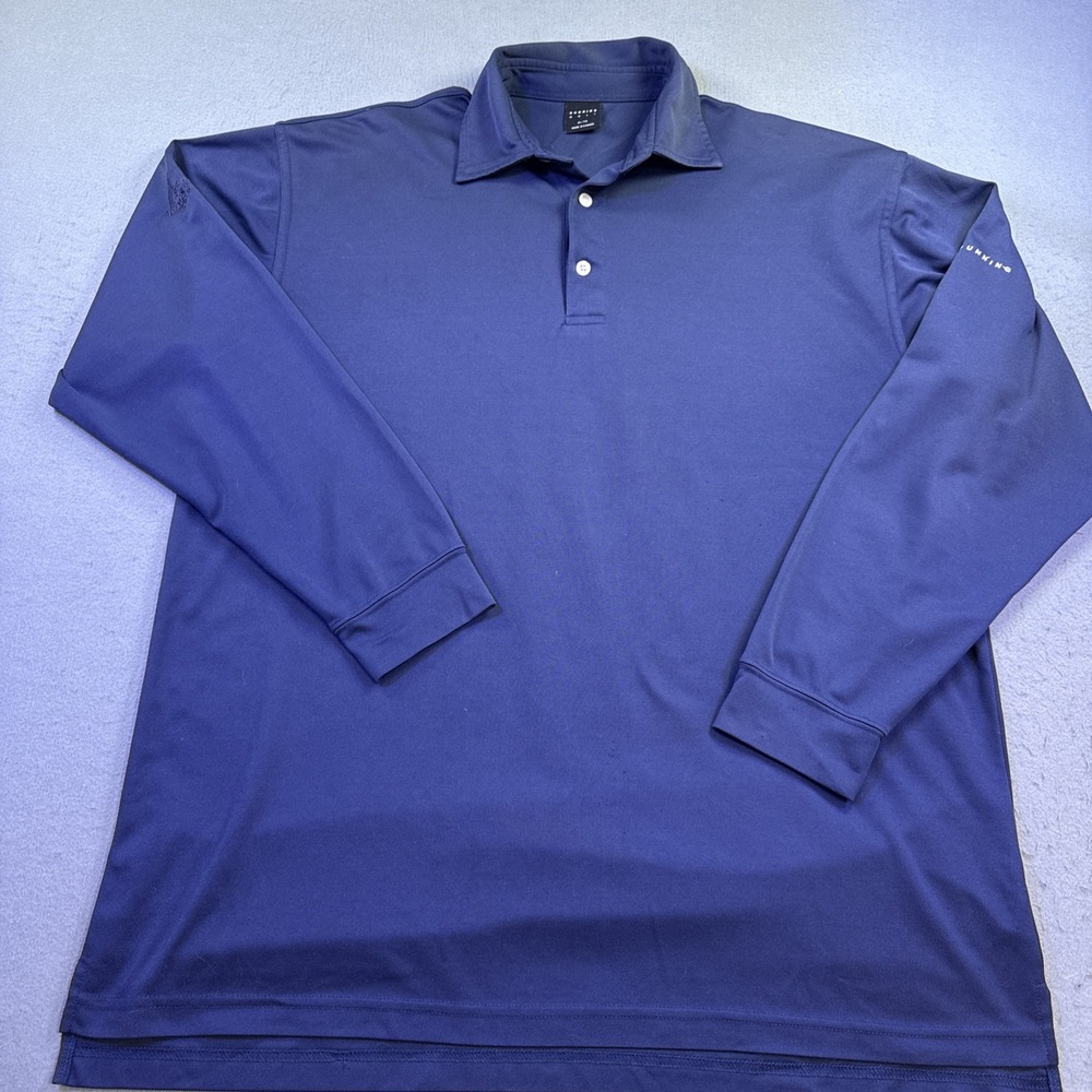Dunning Golf SHIRT Men's XL Long Sleeve Light Weight Polo Navy Blue - Picture 3 of 8